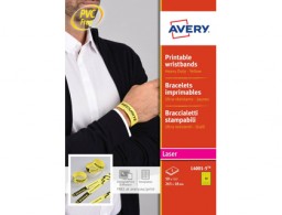 50 pulseras identificativas Avery amarillo fluorescente 265x18 mm.